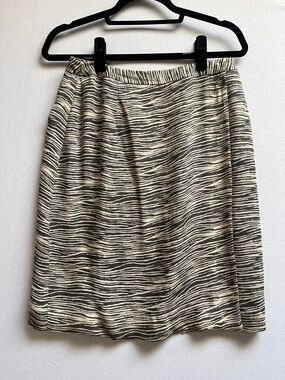 Rena Rowan 100% Silk Wrap Zebra-Print A-Line Skirt Sz 12